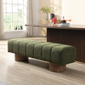 Green Boucle Upholstered Dining Bench With 300Lbs Capacity For Entryway