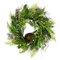 Mixed Foliage Artificial Spring Wreath With Nest Green And Brown 24 Inch