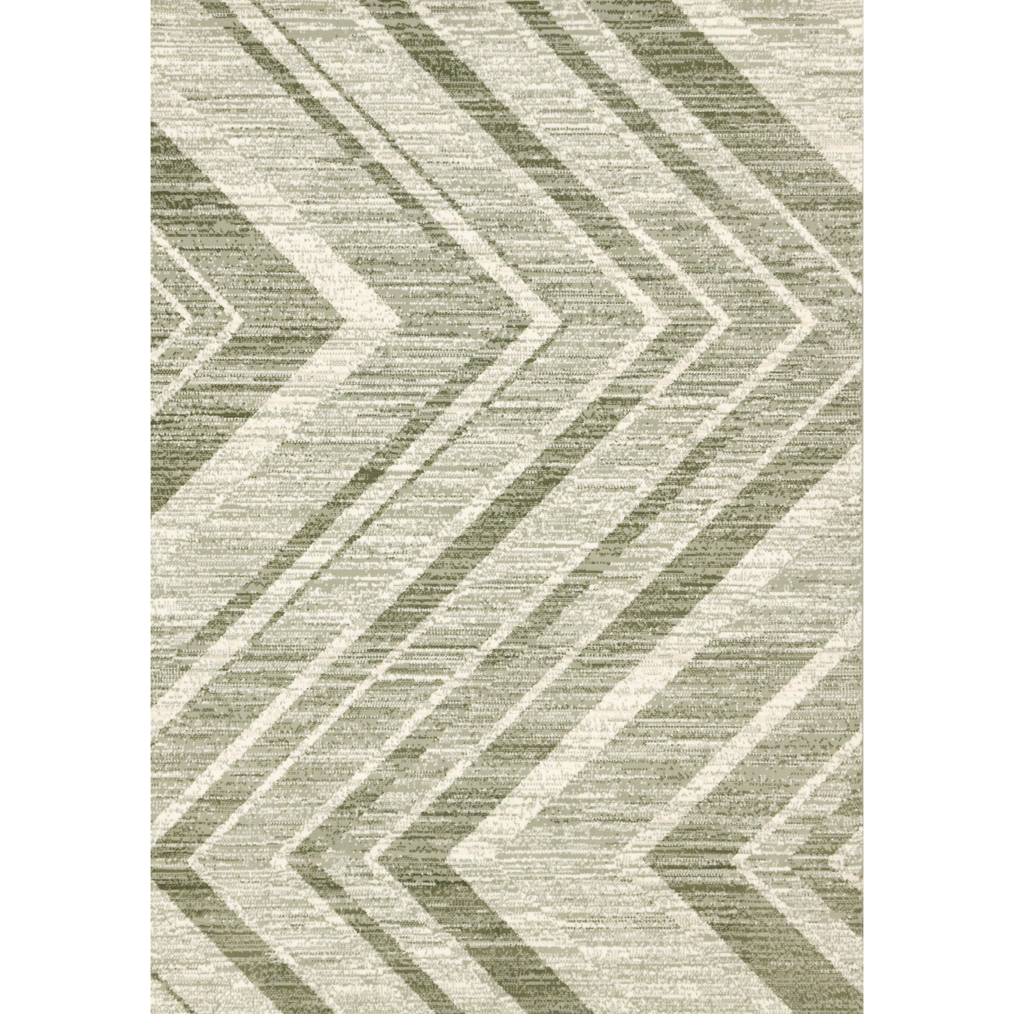 Green Chevron Distressed High Traffic Rug