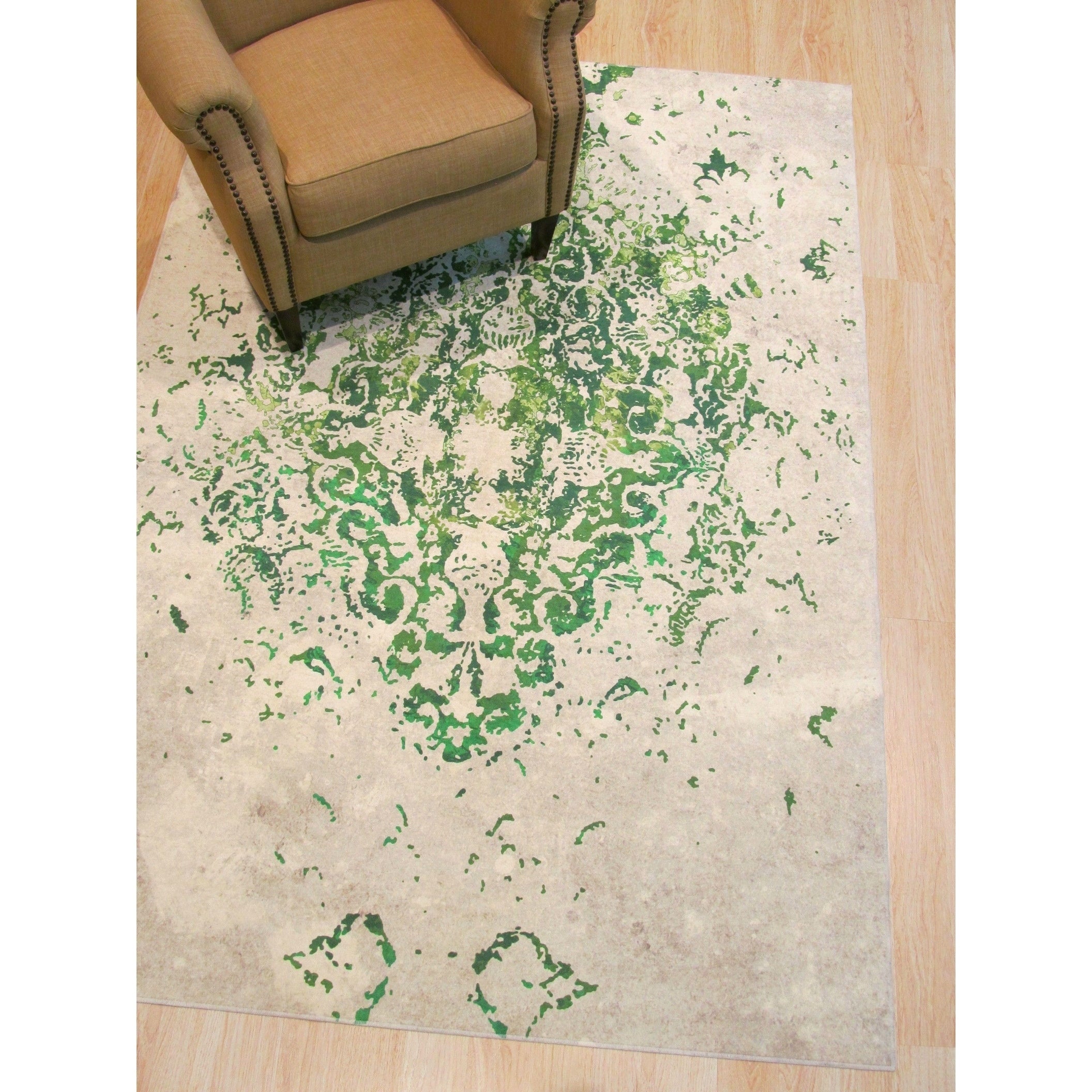Green Distressed Bohemian Moderno Medallion Rug 5 3 X 7 6
