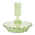 Green Glass Taper Candle Holder Set Of 3