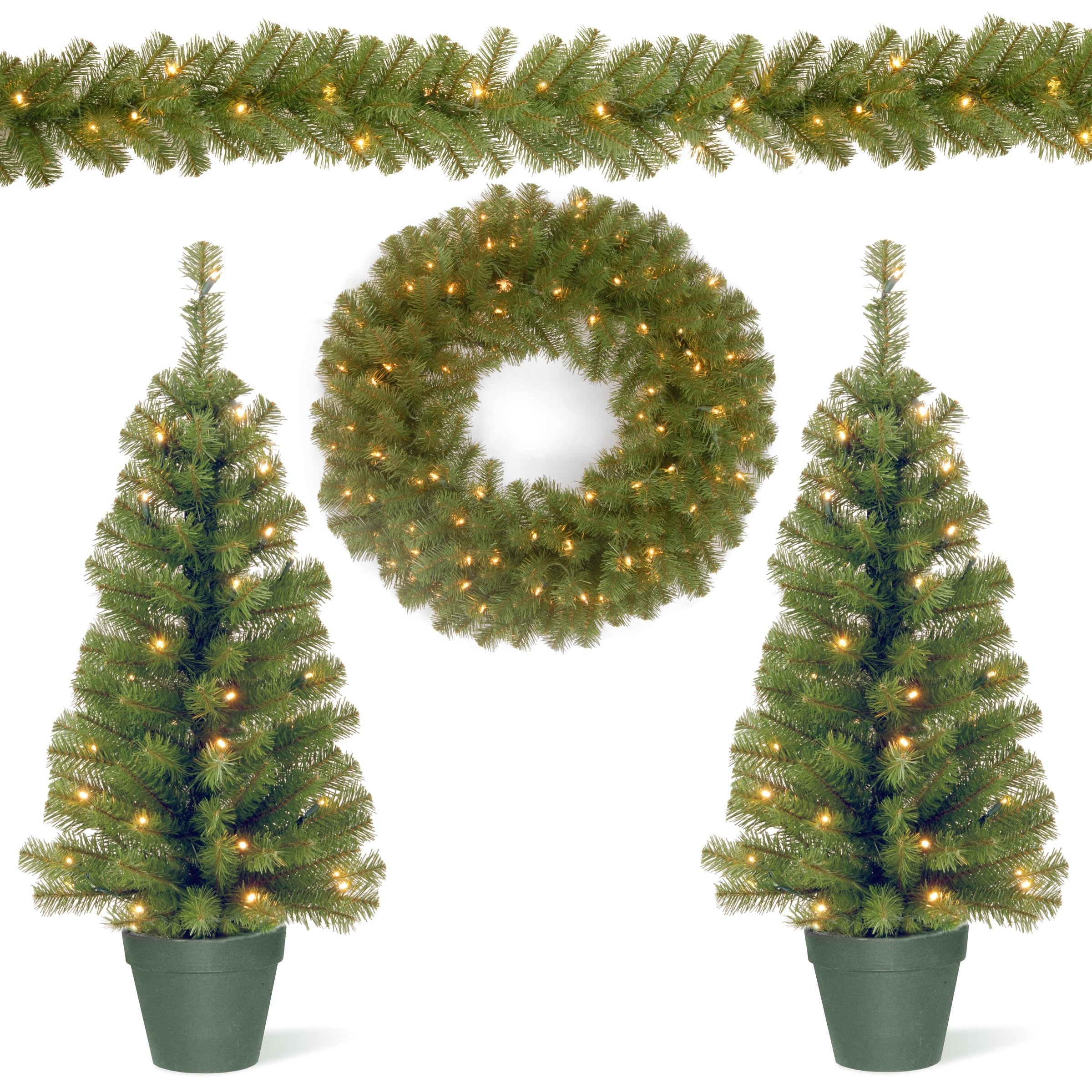 Green Holiday Promotional Ornaments Assortment With Battery Operated Led Lights