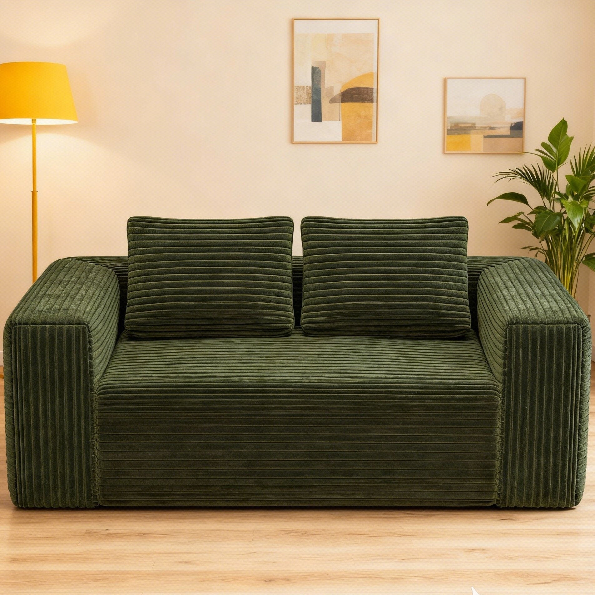 Green Loveseat 2 Seater Sofa Couch With Armrests Sleeper Sofa Upholstered Sofa Couch For Living Room