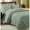 Green Paisley Country Style 3 Piece Cotton Quilt Set