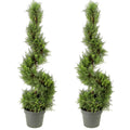 3 Foot Artificial Cypress Spiral Topiary Tree In Pot Set Of 2