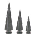 Green Ribbed Resin Christmas Tree Set Of 3