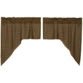 Tea Cabin Green Plaid Swag Set 36 X 36