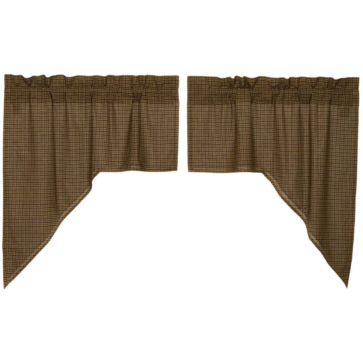 Tea Cabin Green Plaid Swag Set 36 X 36