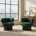 Green Swivel Chair Barrel Chair Accent Chair With Recessed Arms Set Of 2 Padded Chair Reception Chair Reading Chair