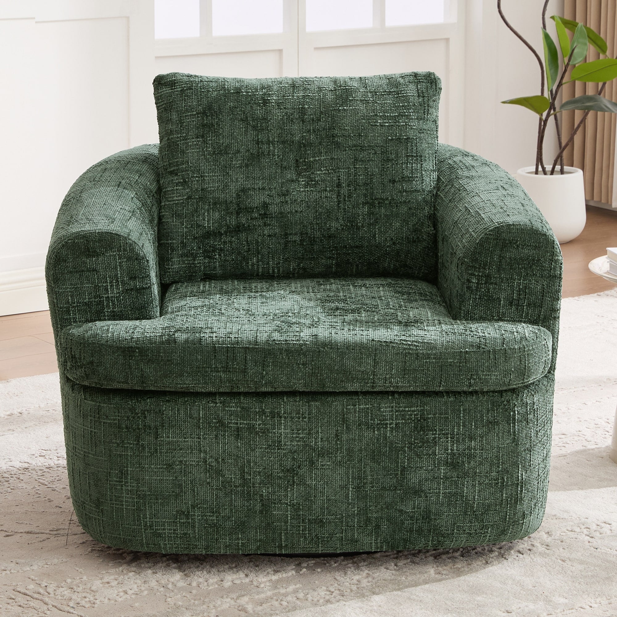 Green Swivel Sofa Chair Accent Chair Barrel Chair For Living Room Upholstered Arm Chair Reading Chair Padded Chair