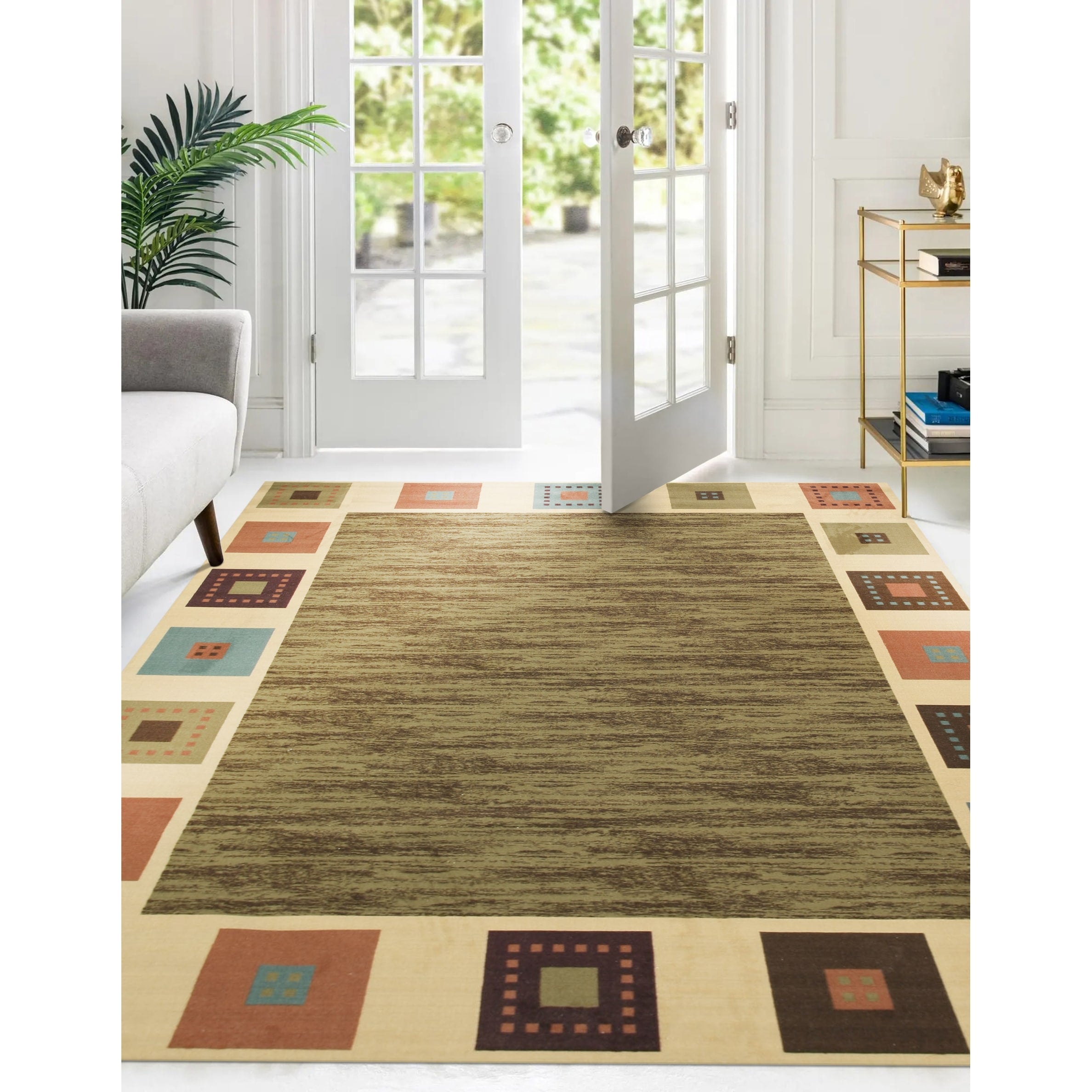 Green Transitional Solid Gabbeh Rug