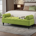 Green Velvet Modern Bedroom Ottoman Bench Comfy End Of Bed Footstool With Detachable Pillows