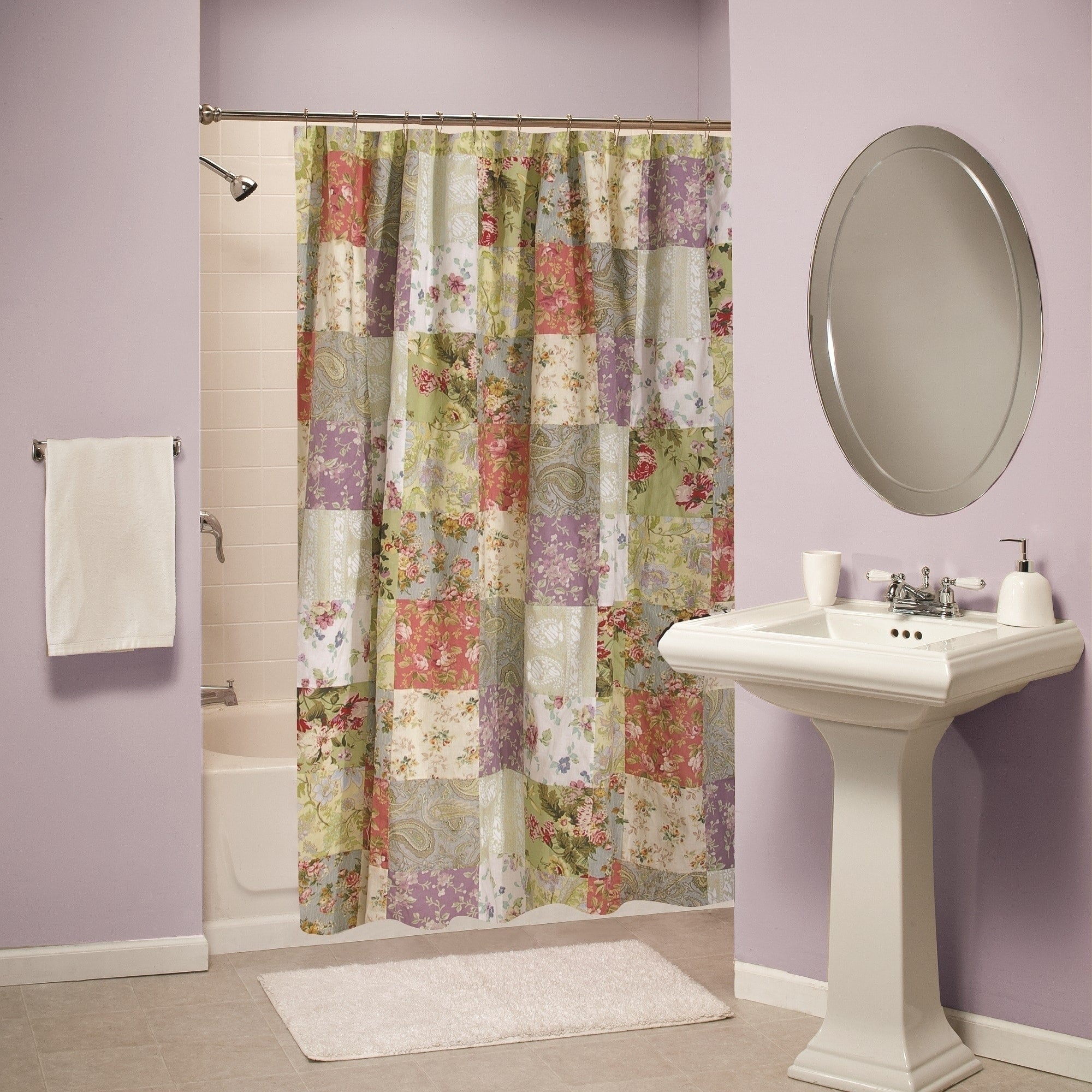 Greenland Home Fashions Blooming Prairie Patchwork Cotton Shower Curtain