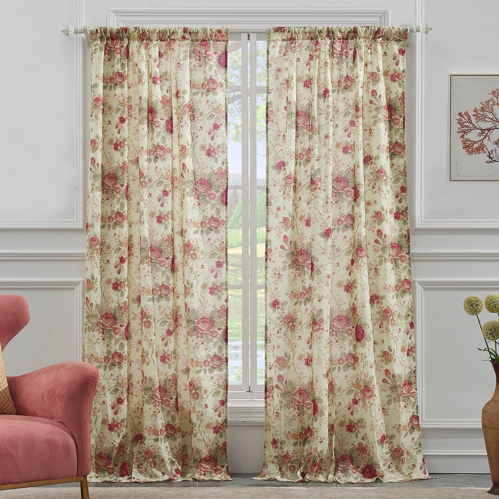 Greenland Home Fashions Antique Rose 84 Inch Curtain Panel Pair