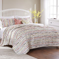 Greenland Home Fashions Bella Multicolor Ruffled Floral Print 3 Piece Cotton Quilt Set