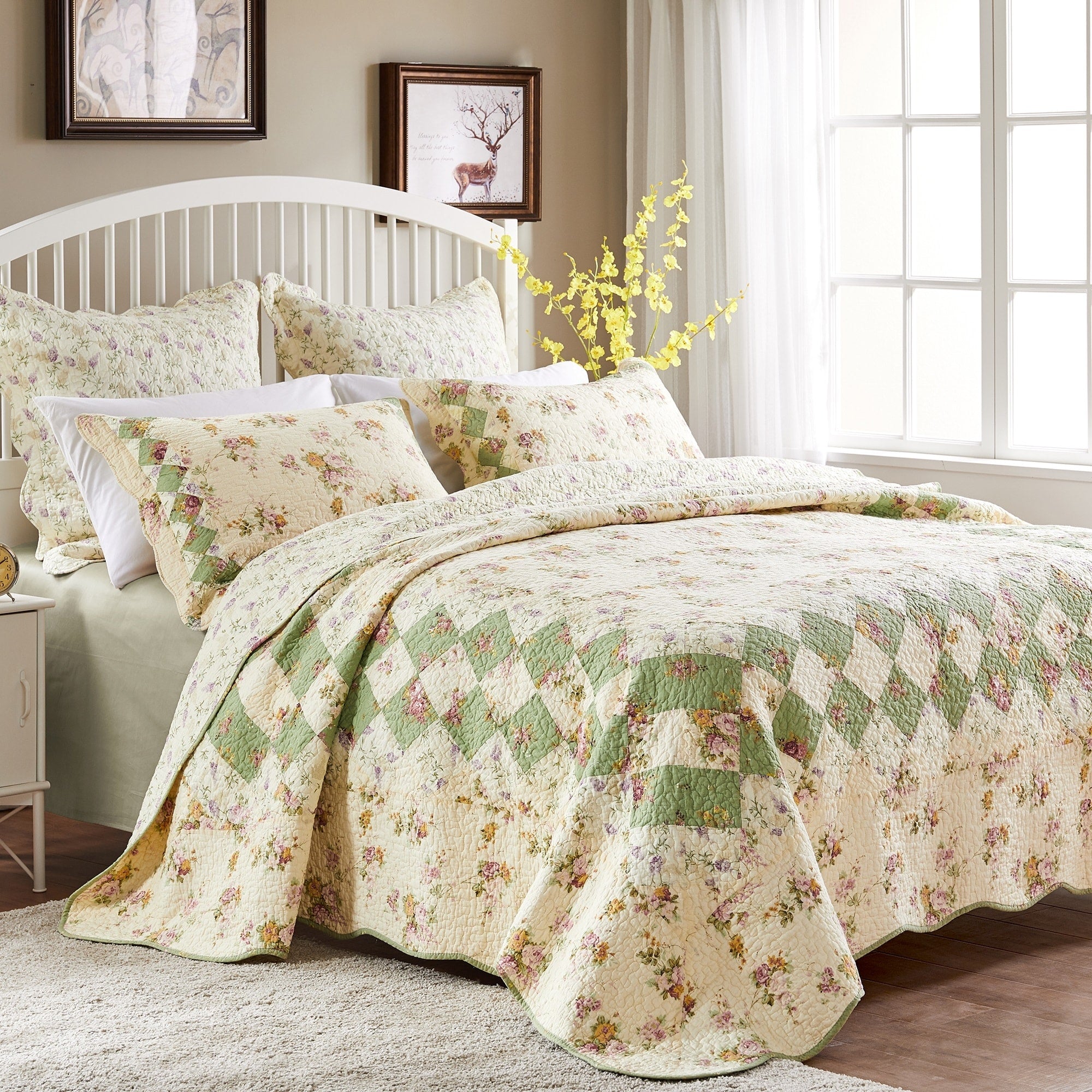 Greenland Home Bliss Oversized Reversible Authentic Patchwork Cotton Quilt Set