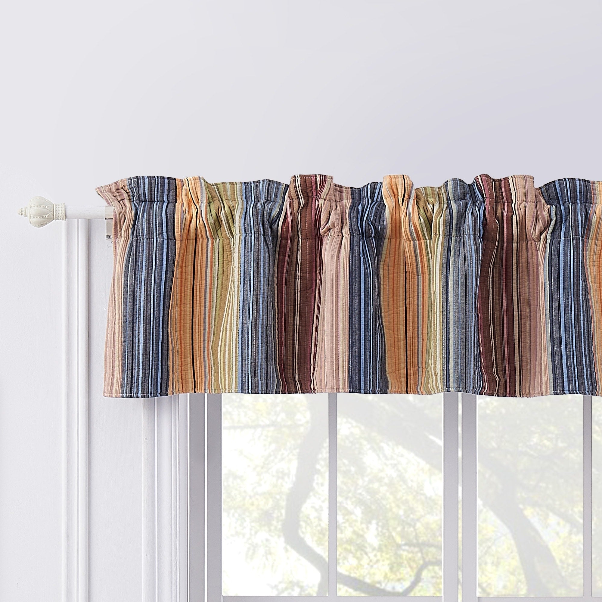 Greenland Home Fashions Katy Multi Striped Quilted Valance