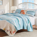 Greenland Home Fashions Maui Coastal Cotton 3 Piece Quilt Set