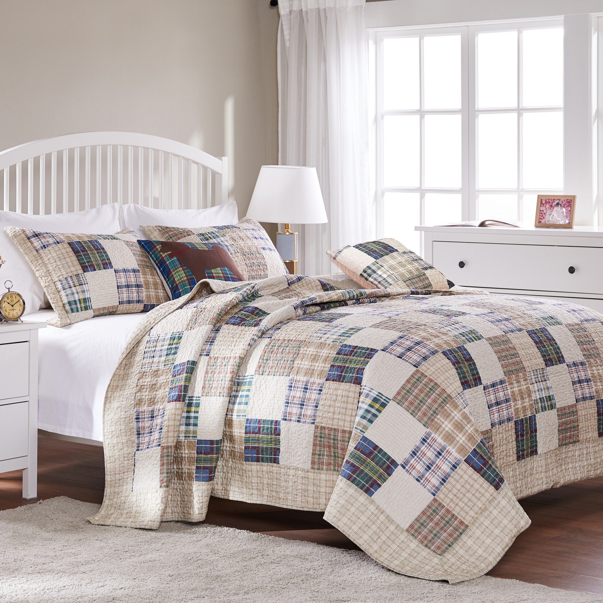 Greenland Home Oxford Oversized Reversible Cotton Quilt Set