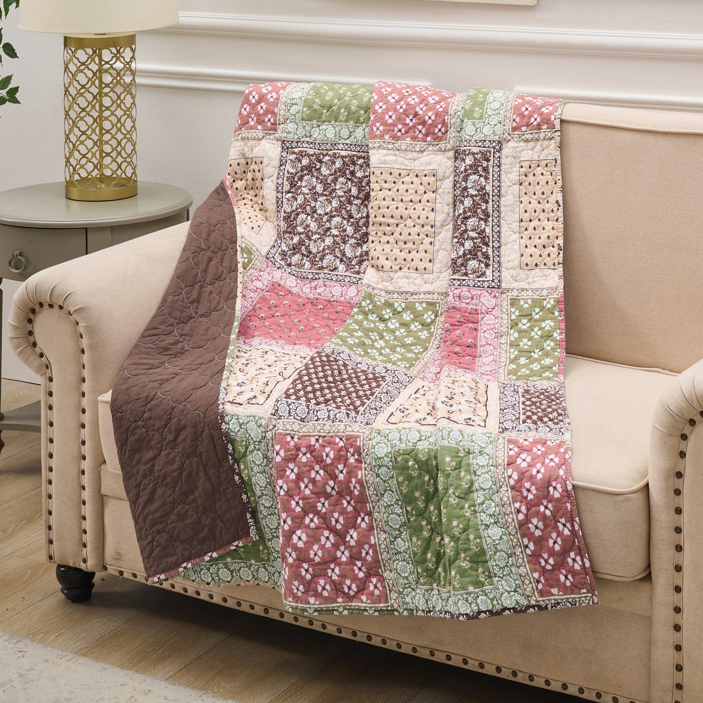 Greenland Home Fashions Priya Vintage Boho Cotton Rich Throw Quilt