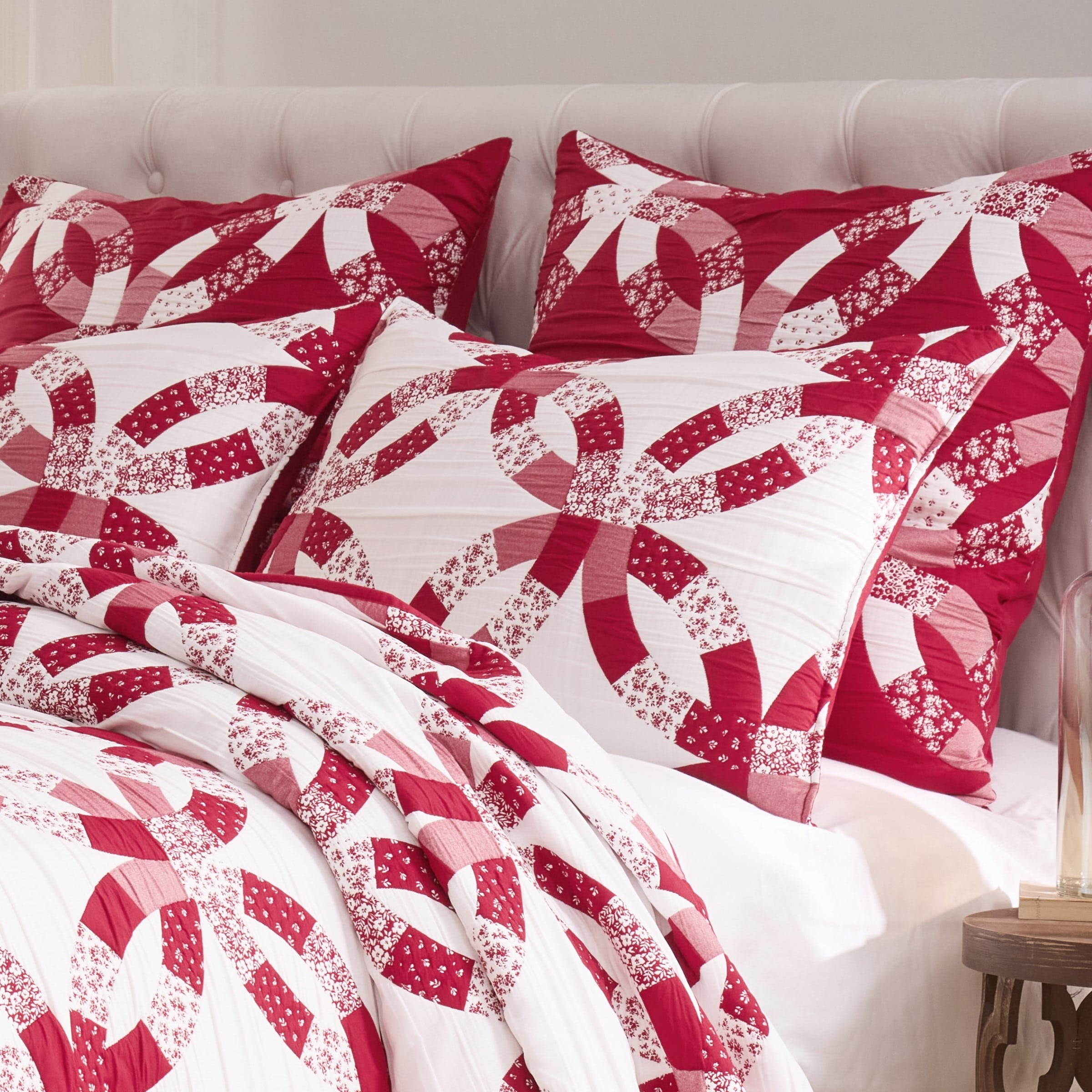 Greenland Home Fashions Wedding Ring Jacquard Woven Reversible Coverlet Set