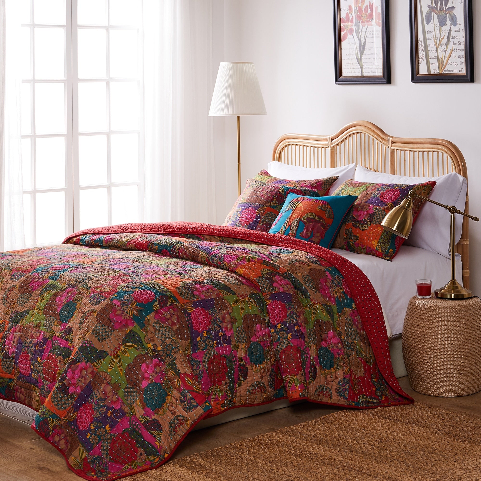 Greenland Home Jewel Oversized Reversible 5 Piece Bonus Quilt Set