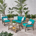 Grenada 4 Piece Outdoor Wood Chat Set With Cushions By Christopher Knight Home