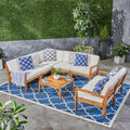 Grenada Outdoor Acacia Wood Sectional Sofa Set With Cushions By Christopher Knight Home