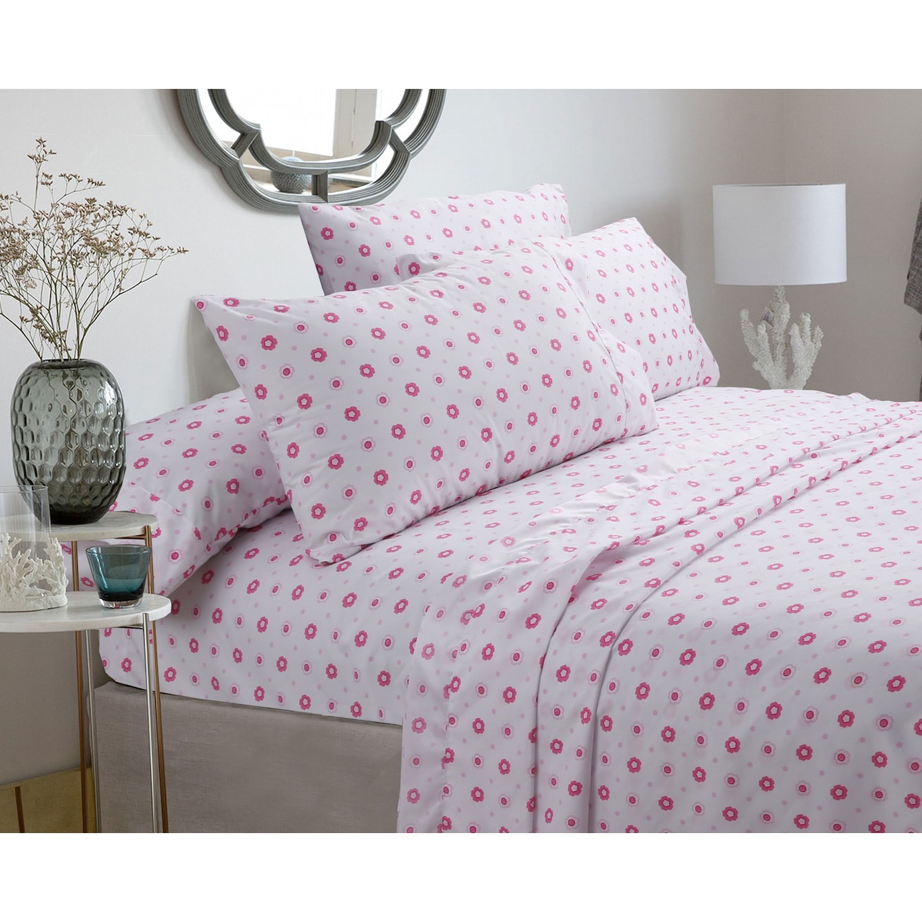 Taylor Olive Moorland Pastel Sheets Set Pink Floral Deep Pockets