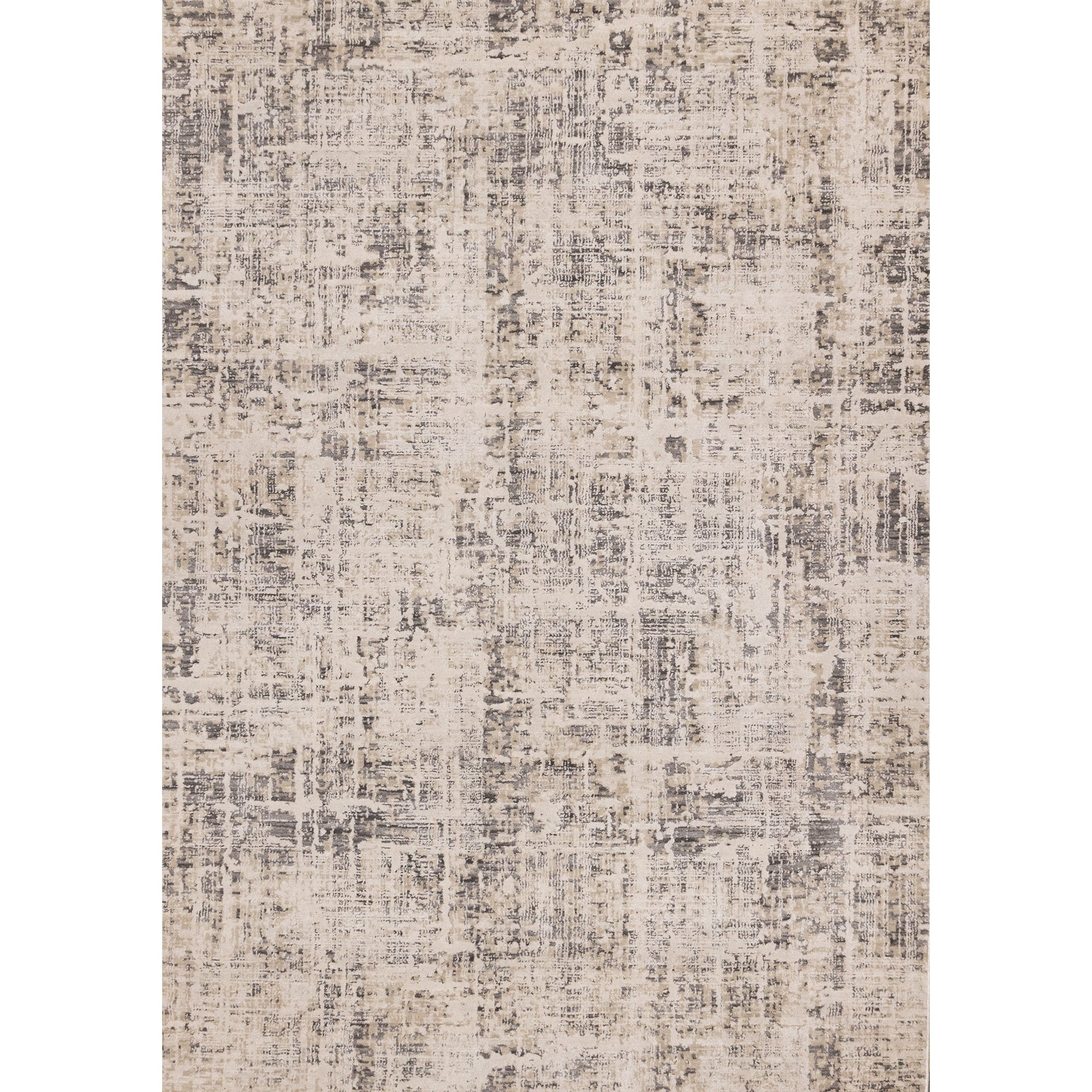 Grey Abstract Distressed High Traffic Textured Area Rug
