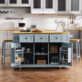 Grey Blue Kitchen Island Rolling Kitchen Cart With Drop Leaf Kitchen Storage Cart With Power Outlet And Storage Rack