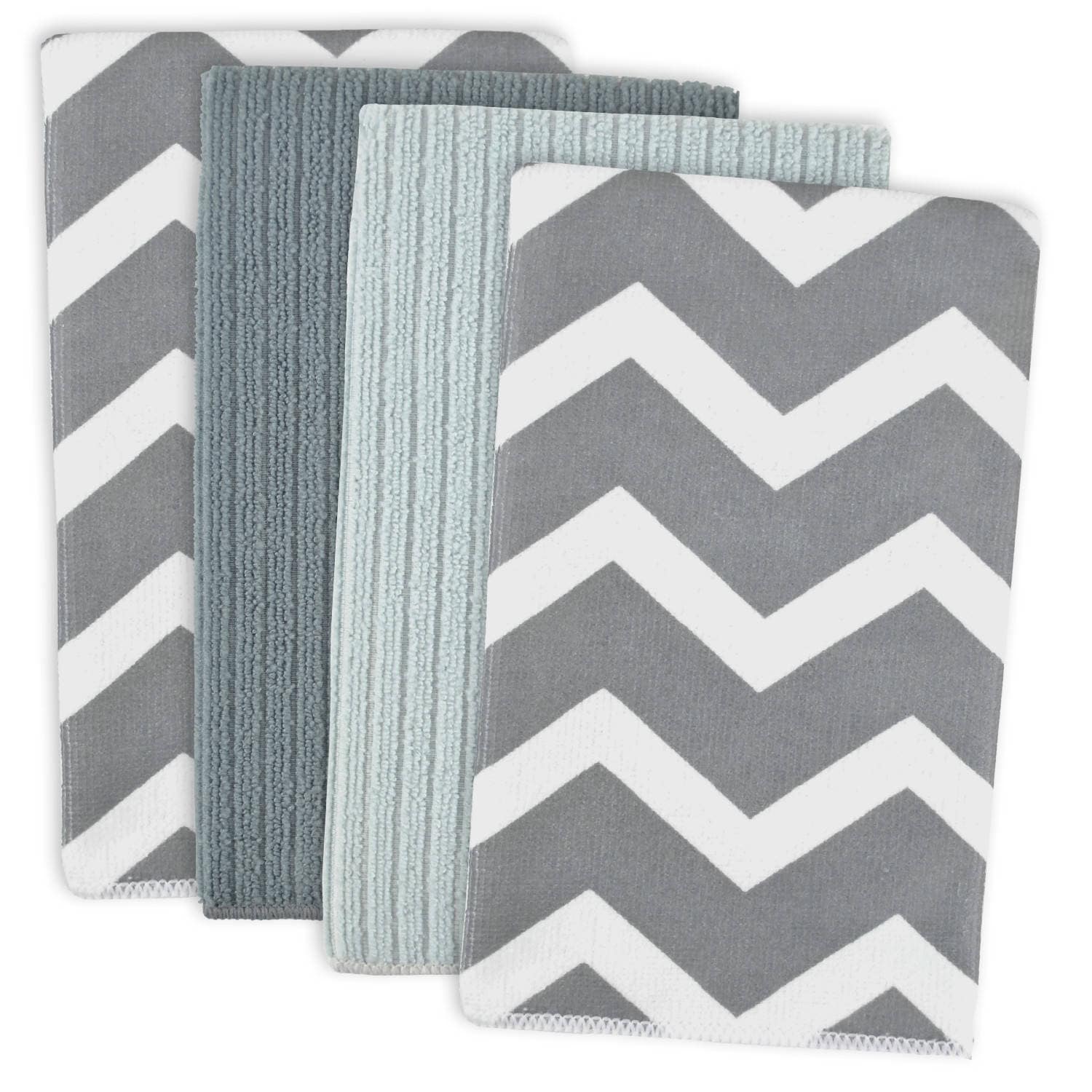 Grey Chevron Microfiber Dishtowel Set Of 4