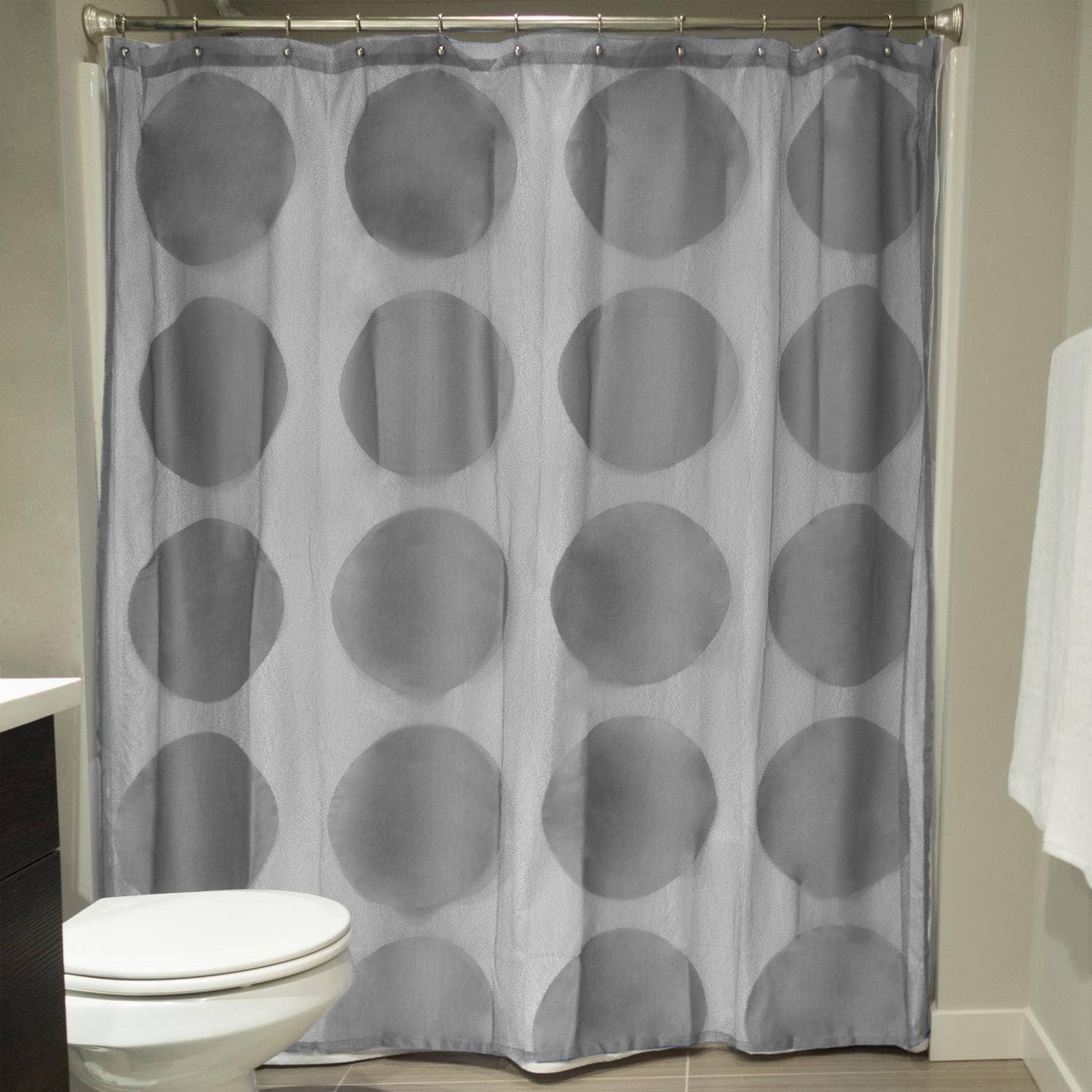 Grey Circle Lace Shower Curtain