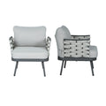 Grey Club Chairs Outdoor Chair Set Of 2 Dining Chair Reading Chair Accent Chair Leisure Chair With Metal Frame