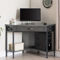 Grey Corner 1 Drawer Metal Computer Writing Desk