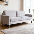 Grey Linen Loveseat 78 High Resilience Foam Spring Metal Legs With Padding Easy Assembly
