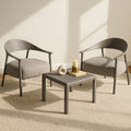 Grey Outdoor Conversation Set With 2 Accent Chair Coffee Table Patio Bistro Set For Poolside Backyard