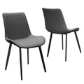 Grey Pu Leather Dining Chair With Metal Legs Modern Upholstered Chair Set Of 2 For Kitchen Restaurant Living Meeting Room