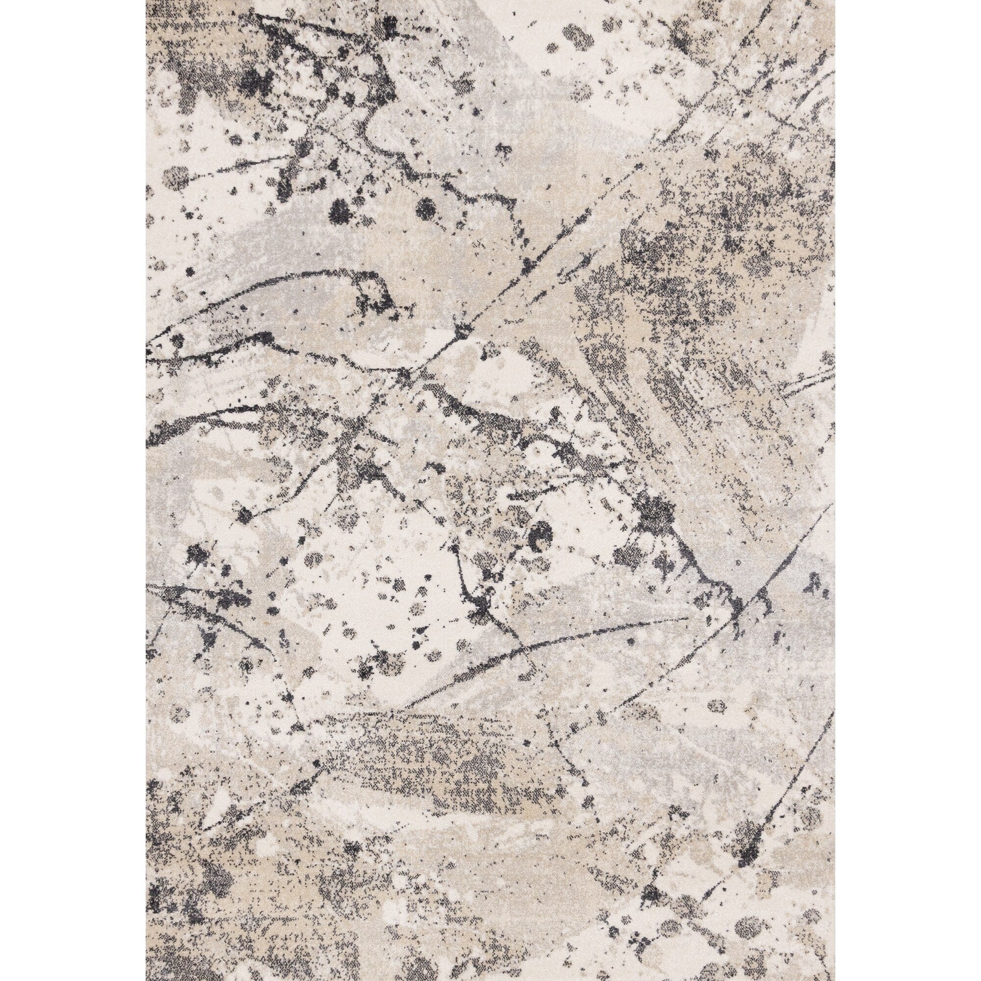 Grey Paint Splatter Abstract High Traffic Rug
