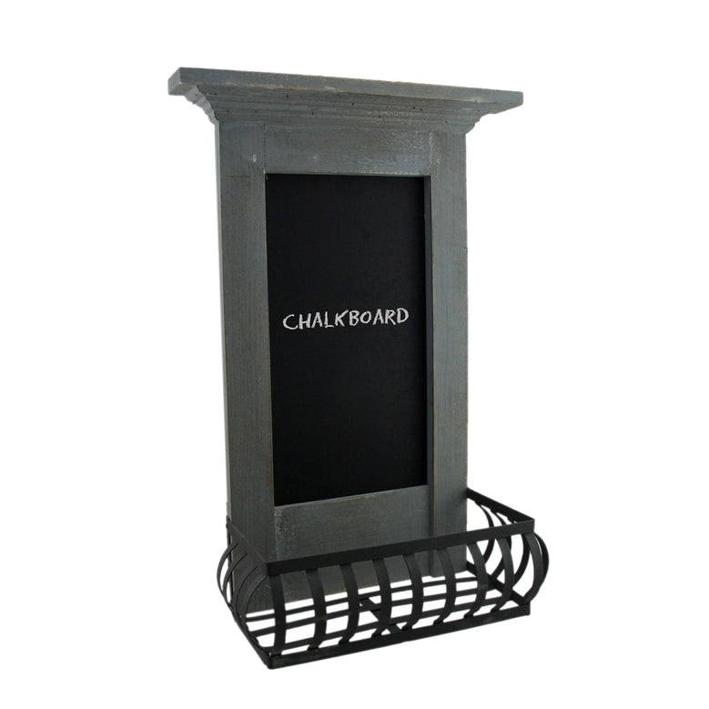Light Blue 5.7X11X18.5 Wood Wall Chalkboard With Shelf 19 X 13 X 5.5 Inches