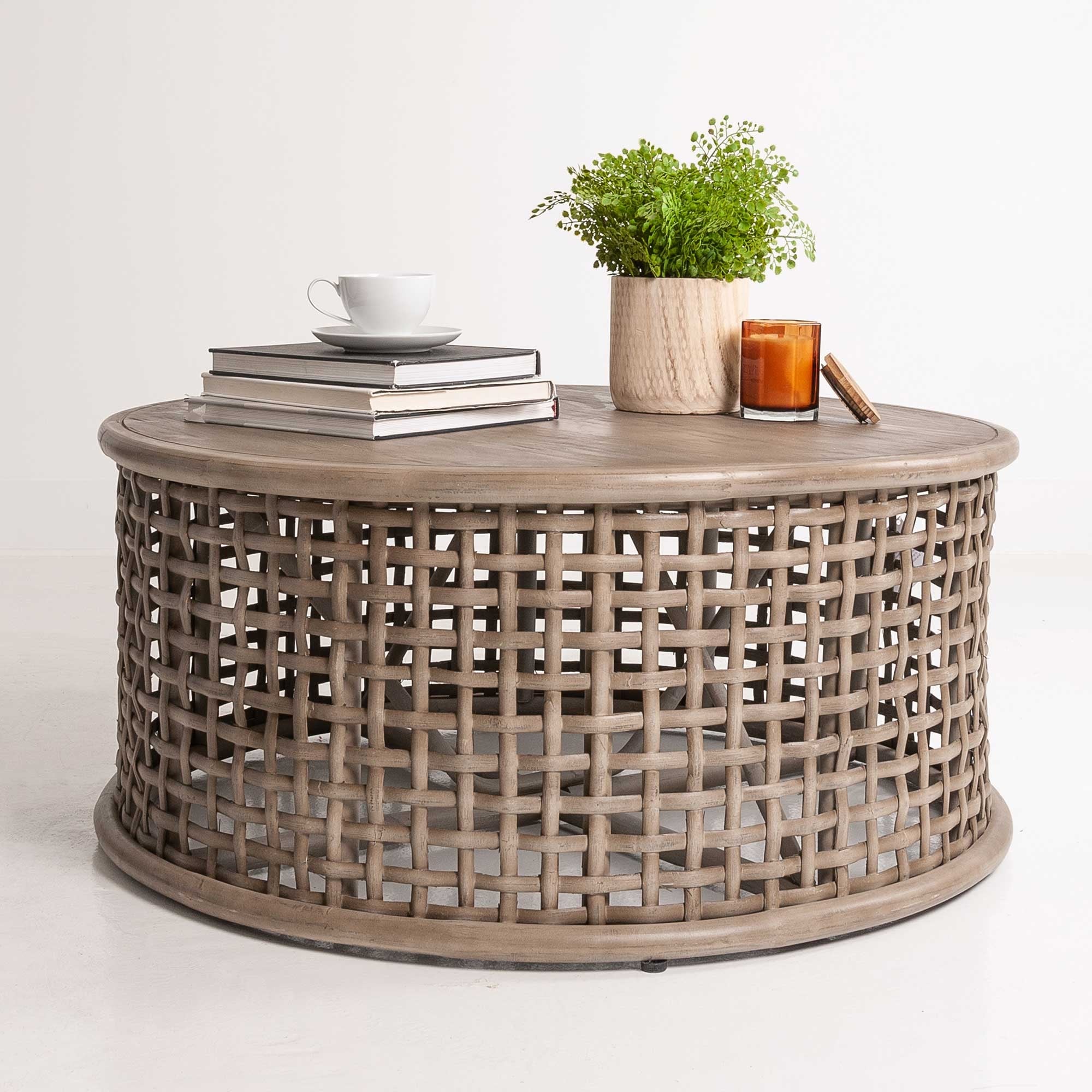 East At Main Josephine Rattan Round Coffee Table