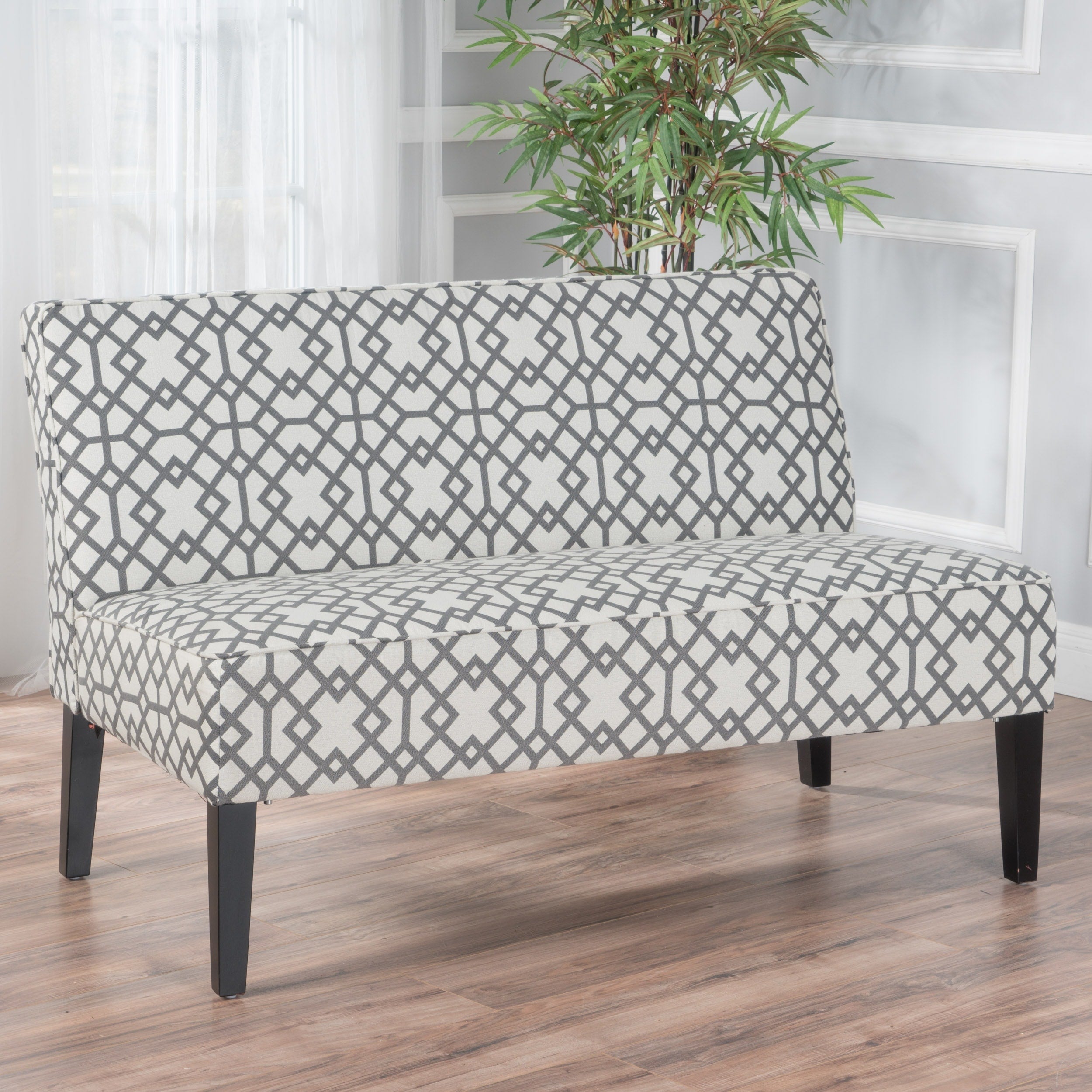 Grey Upholstered Loveseat 2 Seater Sofa Couch With Wood Legs Unique Padded Settee Couch For Living Room