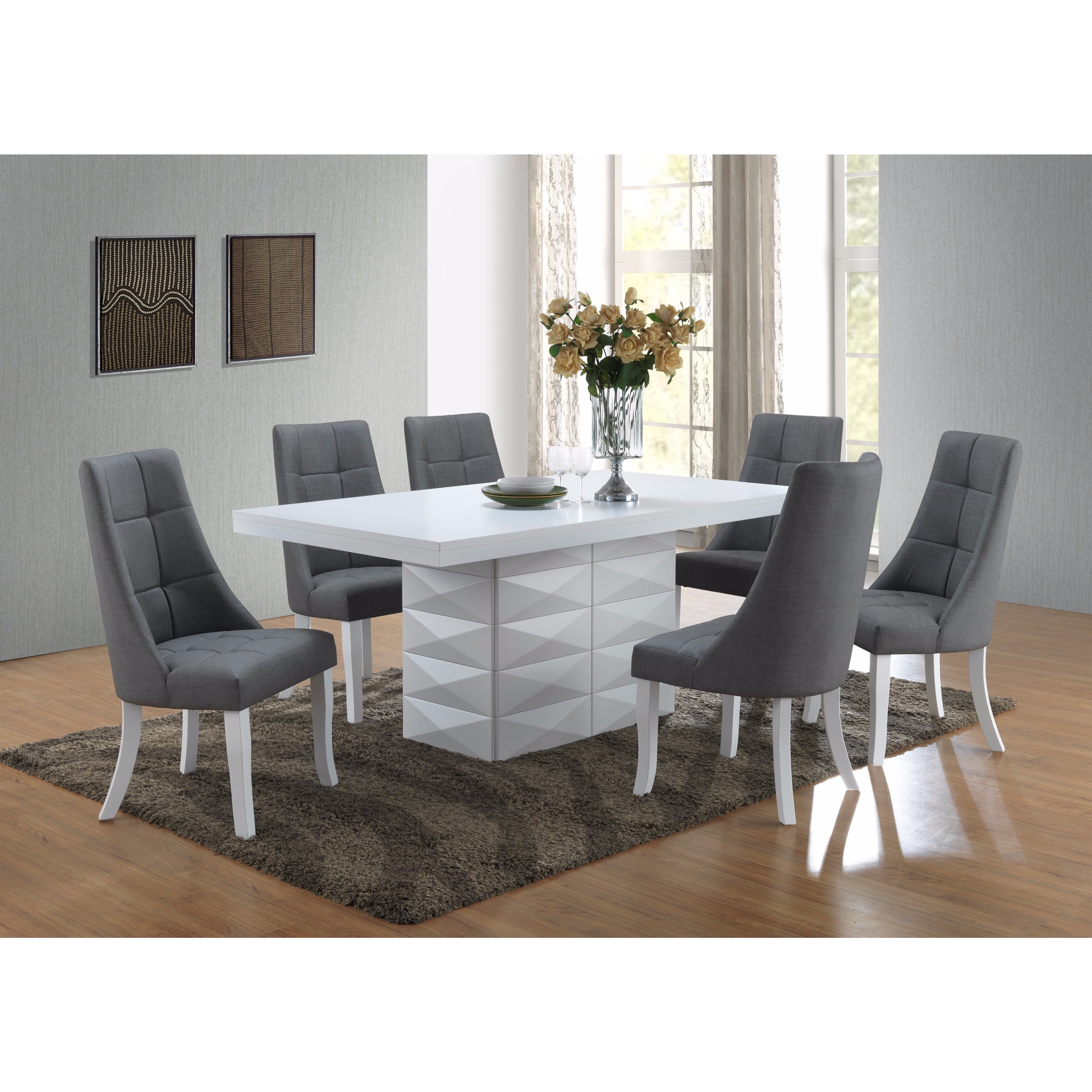 Grey Vinyl Kitchen Dinette Dining Chairs Set Of 2