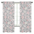 Grey Watercolor Floral 84 Inch Window Treatment Curtain Panel Pair Blush Pink Gray White Shabby Chic Rose Flower Farmhouse