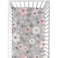Grey Watercolor Floral Collection Girl Fitted Crib Sheet Blush Pink Gray And White Shabby Chic Rose Flower Farmhouse