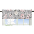 Grey Watercolor Floral Collection Window Curtain Valance Blush Pink Gray And White Shabby Chic Rose Flower Farmhouse