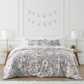 Grey Watercolor Floral Girl 3Pc Full Queen Comforter Set Blush Pink Gray White Shabby Chic Rose Flower Polka Dot Farmhouse