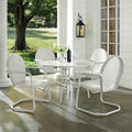 Havenside Home Howard Bay White Metal 5 Piece Outdoor Dining Set With 39 Inch Table And White Chairs