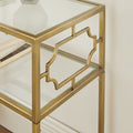 Grifton Rectangular Antique Gold Metal And Glass Accent Table