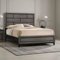 Grooved Panel Contemporary Eastern King Bed With Tapered Legs Gray